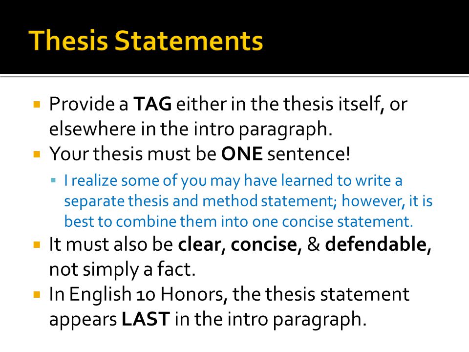 Concise thesis statement